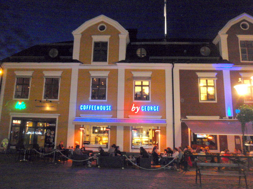 Evening on the Linköping main plaza.